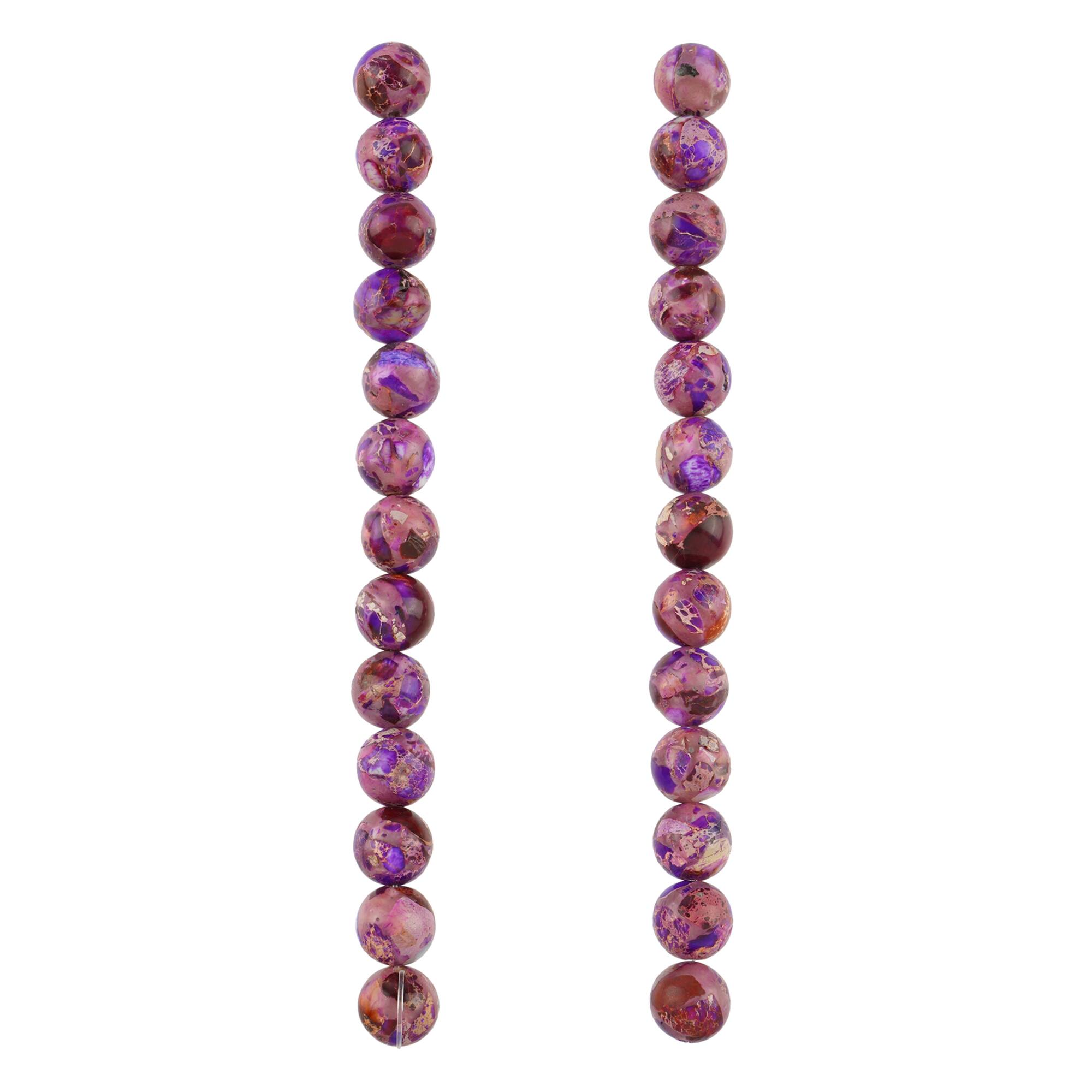 12 Pack: Purple Dyed Imperial Jasper Round Beads by Bead Landing